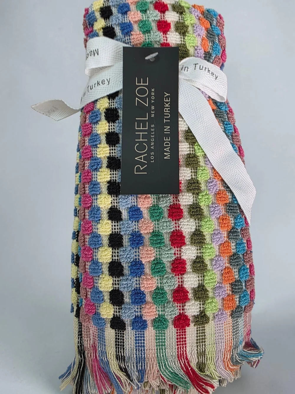 Rachel Zoe Multicolor S/4 Hand -Tip  Towels Polka-Dot Textured 2 Tip 2 Hand